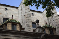 Spain, Catalonia, Barcelona, Detail of the exterior of Rambla dels Estudis a former Jesuit University.