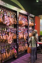 Spain, Catalonia, Barcelona, Shop selling Jamon Iberico in La Ribera.