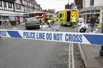 England, West Sussex, East Grinstead, Police attending the scene of a traffic accident.