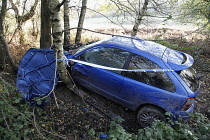 Transport, Road, Cars, Accident, Rover car crashed into tree.