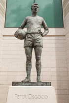 England, London, Cheslea, Stamford Bridge Ground, Statue of Peter Osgood outside the west stand.