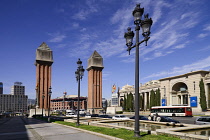 Spain, Catalunya, Barcelona, Placa d'Espanya, Ventian Towers modelled on the Bell Tower of  St. Mark's Basilica in Venice.
