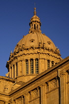 Spain, Catalunya, Barcelona, Montjuic, The dome of the Palau Nacional which was built for the 1929 International Exhibition in Barcelona and now houses the National Art Museum of Catalonia.