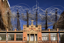 Spain, Catalunya, Barcelona, Facade of Fundacio Antoni Tapies.