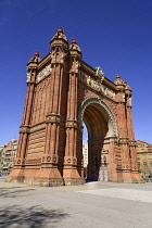 Spain, Catalunya, Barcelona, Parc de la Ciutadella, Arc de Triomf built for the 1888 Universal Exhibition.