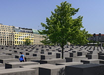 Germany, Berlin, General view of The Memorial to the Murdered Jews of Europe more commonly known as the Holocaust Memorial.