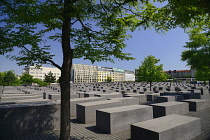 Germany, Berlin, General view of The Memorial to the Murdered Jews of Europe more commonly known as the Holocaust Memorial.