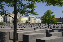 Germany, Berlin, General view of The Memorial to the Murdered Jews of Europe more commonly known as the Holocaust Memorial.