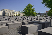 Germany, Berlin, General view of The Memorial to the Murdered Jews of Europe more commonly known as the Holocaust Memorial.