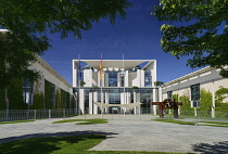 Germany, Berlin, Facade of the Bundeskanzleramt or Federal Chancellery building  which is the official residence of Germany's Chancellor.