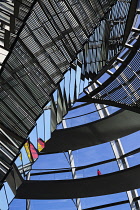 Germany, Berlin, Reichstag Parliament Building, Interior view of the Glass Dome designed by Norman Foster.