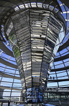 Germany, Berlin, Reichstag Parliament Building, Interior view of the Glass Dome designed by Norman Foster.
