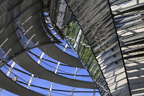 Germany, Berlin, Reichstag Parliament Building, Interior view of the Glass Dome designed by Norman Foster.