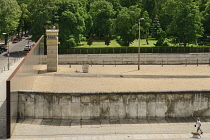 Germany, Berlin, Gedenkstatte Berliner Mauer also known as the Berlin Wall Memorial Exhibition at Bernauer Strasse, the memorial contains the last piece of Berlin Wall that has the preserved grounds o...