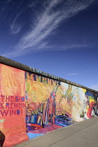 Germany, Berlin, The East Side Gallery, a 1.3  km long section of the Berlin Wall, Another colourful section.