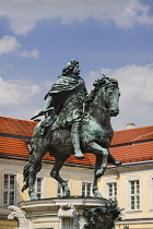 Germany, Berlin, statue of the Great Elector by Andreas Schluter in front of the Charlottenburg Palace.