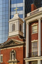 USA, New York, Lower Manhattan, Battery Park, Church of Our Lady of the Holy Rosary, detail of the facade.