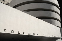 USA, New York, Manhattan, 5th Avenue, Exterior of the Solomon R Guggenheim Museum building designed by Frank Lloyd Wright.