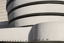 USA, New York, Manhattan, 5th Avenue, Exterior of the Solomon R Guggenheim Museum building designed by Frank Lloyd Wright.