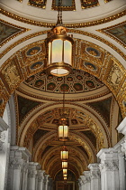 USA, Washington DC, Capitol Hill, Library of Congress, An entrance corridor, Architectural detail.