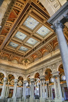 USA, Washington DC, Capitol Hill,  Library of Congress, The Great Hall, Ceiling detail.