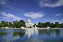 USA, Washington DC, Capitol Building, View from across the Capitol Reflecting Pool.