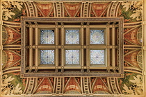 USA, Washington DC, Capitol Hill,  Library of Congress, The Great Hall, Ceiling and skylight detail.