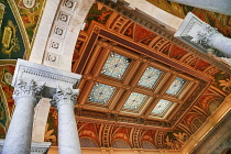 USA, Washington DC, Capitol Hill,  Library of Congress, The Great Hall, Ceiling and skylight detail.