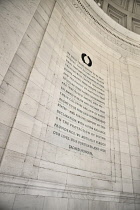 USA, Washington DC, National Mall, Thomas Jefferson Memorial, Excerpt from Jefferson's American Declaration of Independence document on the interior wall.