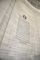 USA, Washington DC, National Mall, Thomas Jefferson Memorial, Excerpt from Jefferson's American Declaration of Independence document on the interior wall.