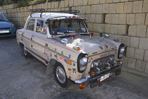 Malta, Gozo, near Marsalforn, customised vintage Ford Prefect car.