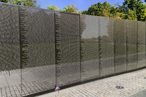 USA, Washington DC, National Mall, Vietnam Veterans Memorial, The Memorial Wall with the names of those killed or missing in action during the Vietnam War.