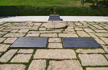 USA, Washington DC, Arlington National Cemetery, Grave of President JF Kennedy and his wife with eternal flame.