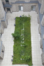 Germany, Berlin, Mitte, Reichstag building internal courtyard seen from roof terrace.