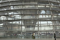 Germany, Berlin, Mitte, Reichstag building with glass dome deisgned by Norman Foster.