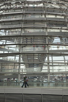 Germany, Berlin, Mitte, Reichstag building with glass dome deisgned by Norman Foster.