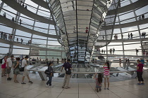 Germany, Berlin, Mitte, Reichstag building with glass dome deisgned by Norman Foster.