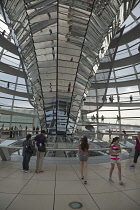 Germany, Berlin, Mitte, Reichstag building with glass dome deisgned by Norman Foster.
