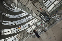 Germany, Berlin, Mitte, Reichstag building with glass dome deisgned by Norman Foster.