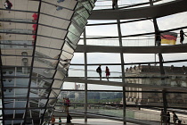 Germany, Berlin, Mitte, Reichstag building with glass dome deisgned by Norman Foster.