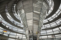 Germany, Berlin, Mitte, Reichstag building with glass dome deisgned by Norman Foster.