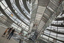 Germany, Berlin, Mitte, Reichstag building with glass dome deisgned by Norman Foster.