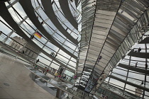 Germany, Berlin, Mitte, Reichstag building with glass dome deisgned by Norman Foster.