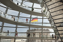 Germany, Berlin, Mitte, Reichstag building with glass dome deisgned by Norman Foster.