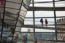Germany, Berlin, Mitte, Reichstag building with glass dome deisgned by Norman Foster.