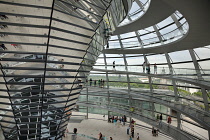 Germany, Berlin, Mitte, Reichstag building with glass dome deisgned by Norman Foster.