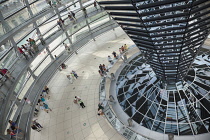 Germany, Berlin, Mitte, Reichstag building with glass dome deisgned by Norman Foster.