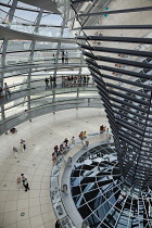 Germany, Berlin, Mitte, Reichstag building with glass dome deisgned by Norman Foster.