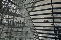 Germany, Berlin, Mitte, Reichstag building with glass dome deisgned by Norman Foster.