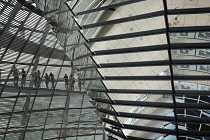 Germany, Berlin, Mitte, Reichstag building with glass dome deisgned by Norman Foster.
